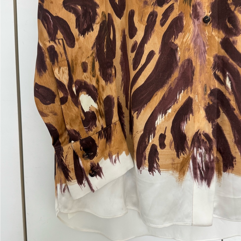 Marni Brown and Purple Abstract Silk Button-Up - Picture 10 of 12